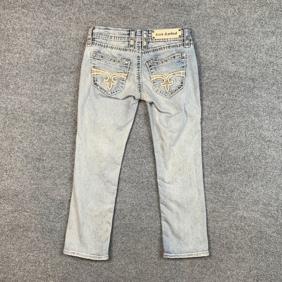 Rock Revival Womens 25 Denim Ella Low Rise Stretch Embellished Pockets Capri - Picture 10 of 12